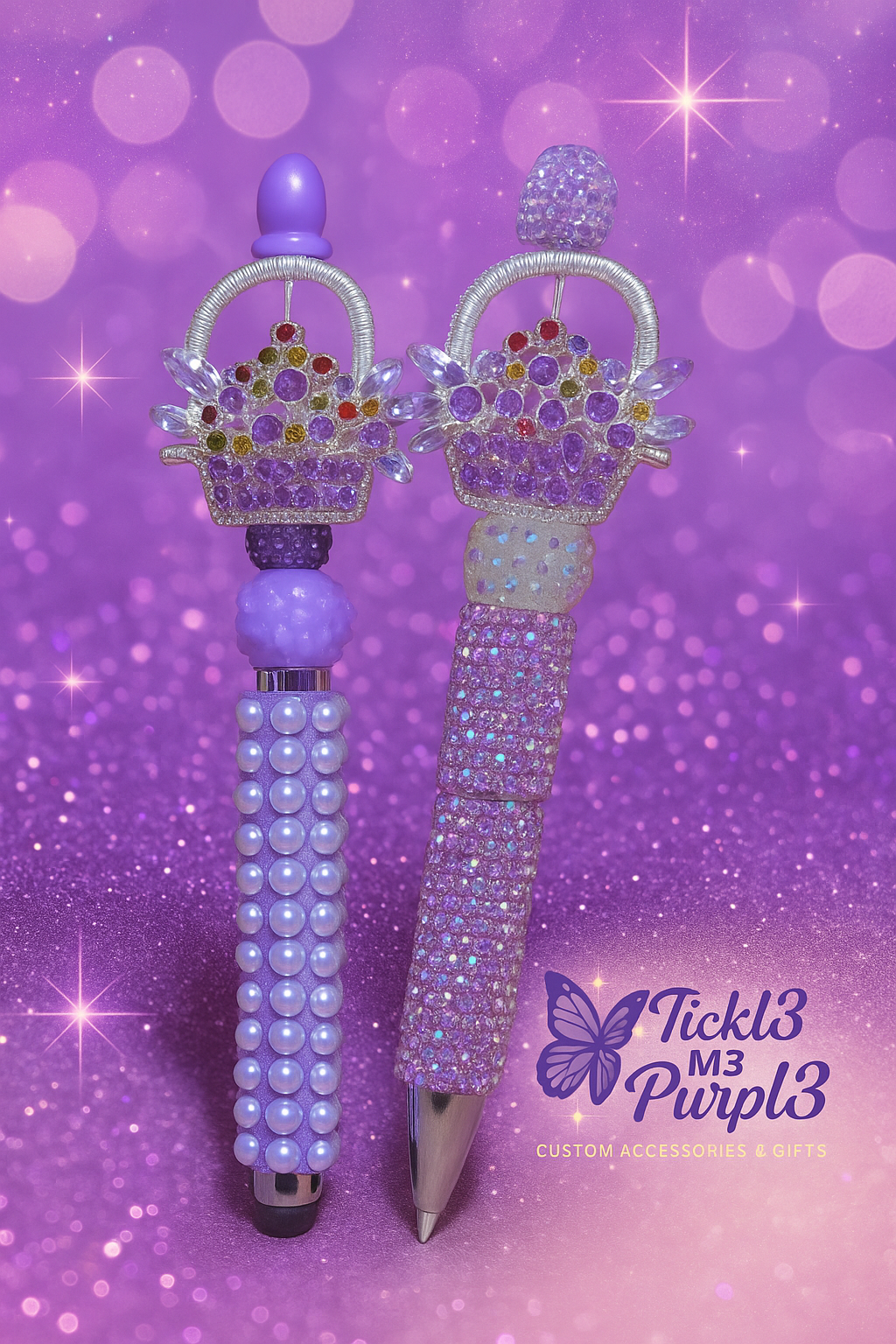 Blinged Flower Bouquet Stylus and Pen Set