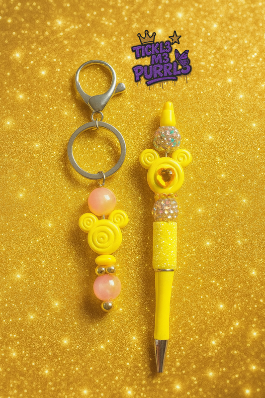 Mickey Head Pen & Keychain Set