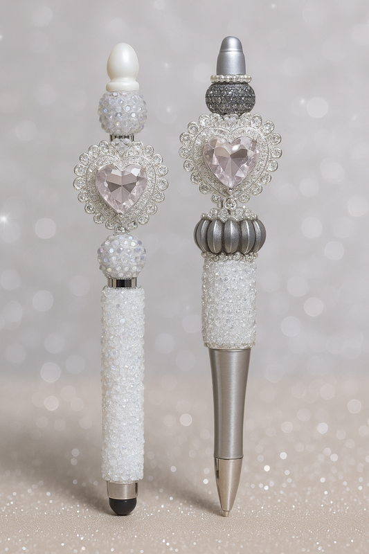 Blinged Crystal Heart Stylus and Pen Set