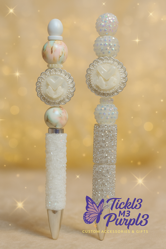 Blinged White Butterfly Stylus and Pen Set
