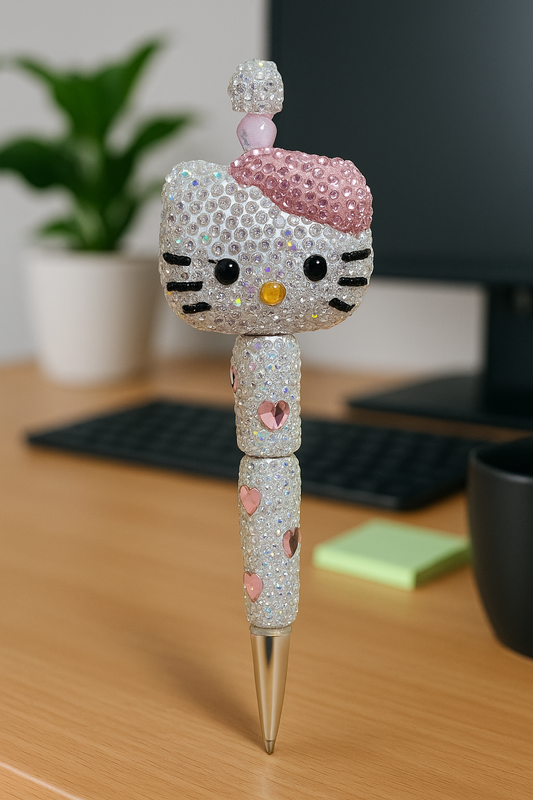 XL Bling Kitty Head Pen