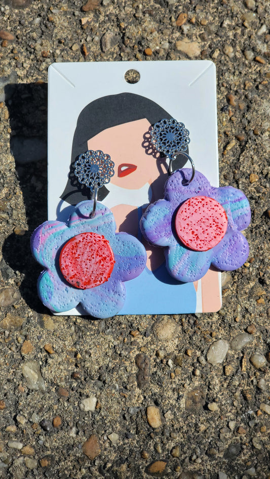 Funky Textured Daisy Dangles.